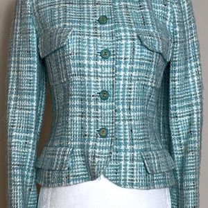 CHANEL 97 Aqua Tweed Jacket Blazer